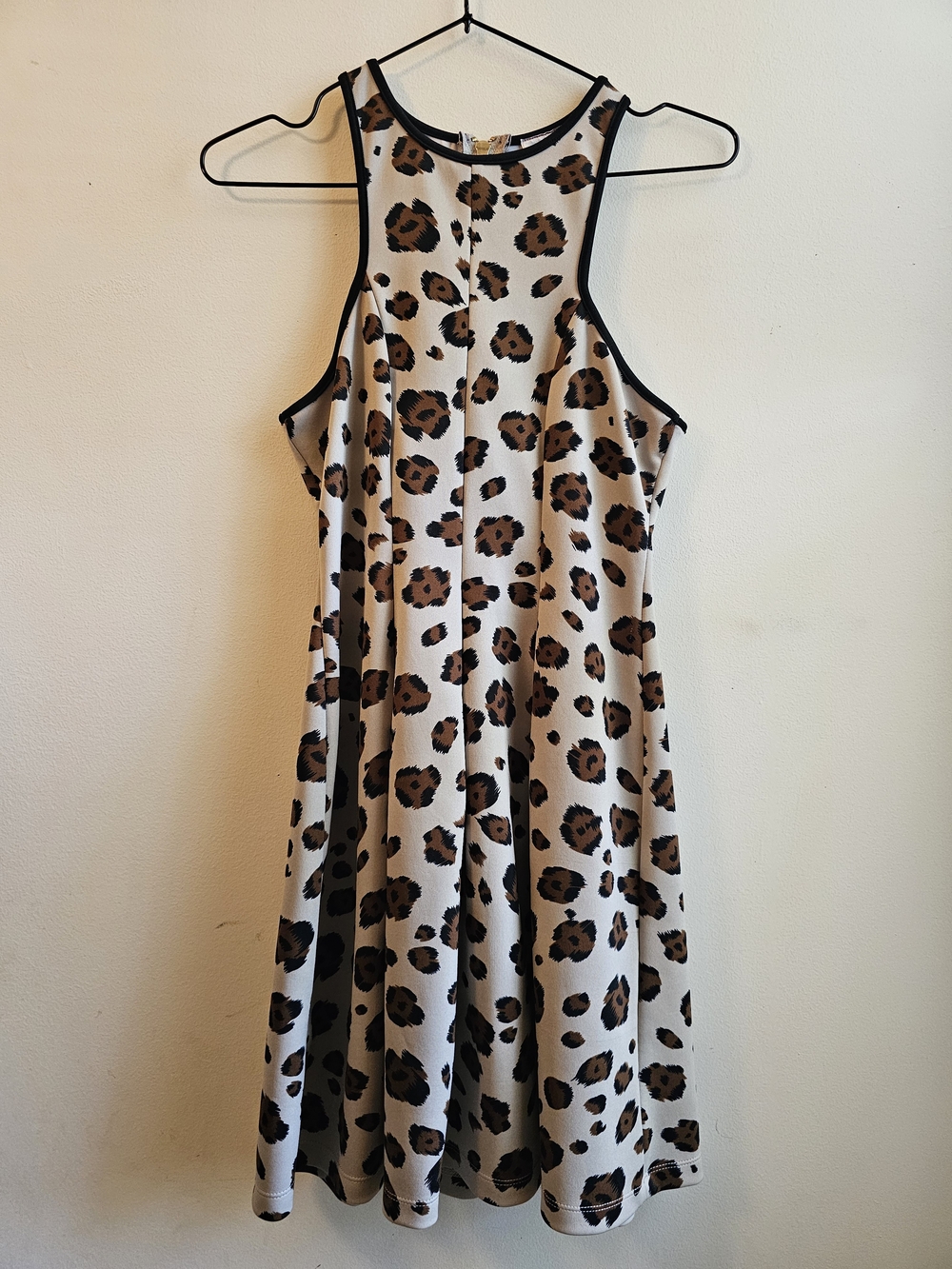 Marilyn Monroe Cream Midi Dress with Brown Leopard Print